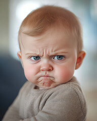 Angry baby emotion.