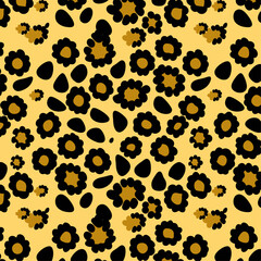 Elegant Floral-Inspired Seamless Pattern with Bold Yellow Backdrop