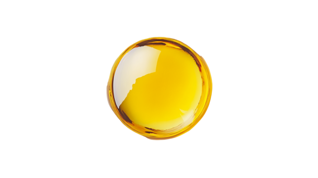 Abstract Yellow Glossy Orb on Transparent Background, PNG