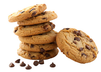 chocolate chip cookies on transparent background