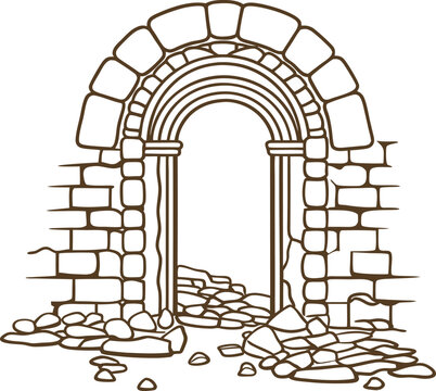 brown stone archway entrance outline clip art preview