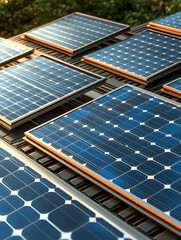 Solar Panels on a Roof Generating Clean Renewable Energy From Sunlight