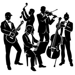 "Musicians Silhouette Collection - Stunning AI Graphics for Your Creative Projects"