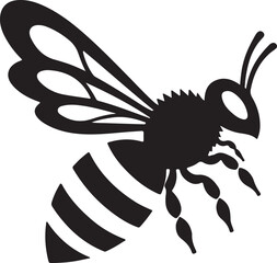 A cute bee silhouette on white background