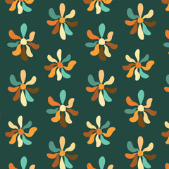 Obraz premium Floral abstract pattern. On a dark background. Retro fabric of the 60s.