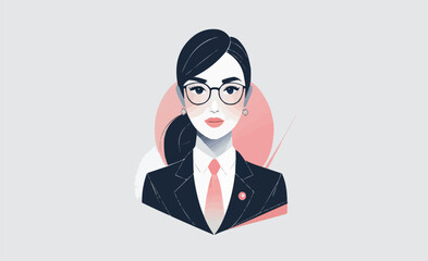 Professional Businesswoman Portrait – Modern Corporate Illustration of a Confident Female Leader in Formal Suit and Glasses