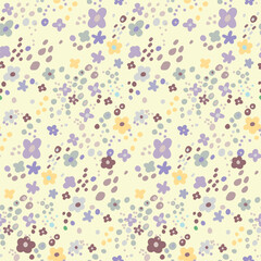 Seamless pattern with small flowers for children's and women's clothing in vector on a white background