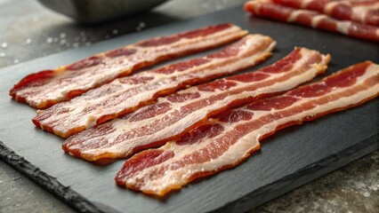 Bacon slices detail, highlighting the gourmet and meat theme.

