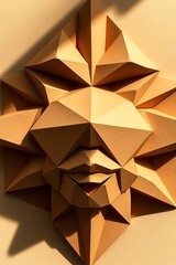 Obraz premium Geometric sun face art, beige, wall decor