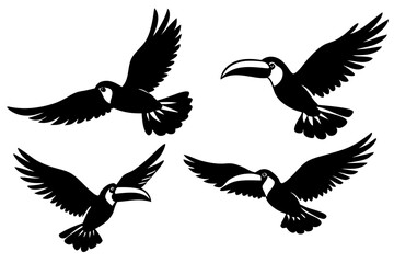 set of Toucan silhouette vector illustration