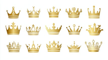Elegant collection of gold crown designs for royal themes and decorative projects