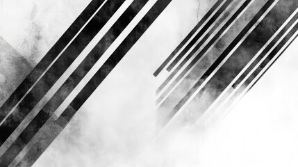 Abstract black and white geometric design with diagonal lines and foggy texture for modern background and art projects