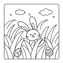 Easter, Easter Coloring Book, Easter Coloring Pages, Bold & Easy Coloring Page, Black & White Design, easter bunny coloring page, easter egg coloring page, easter collection easter Vector illustration