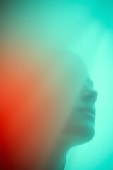 Obraz premium Abstract woman profile, vibrant colors, ethereal glow, studio
