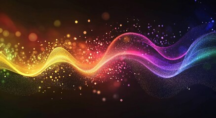 Obraz premium Colorful wavy lines abstract background with bokeh lights