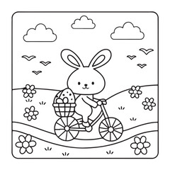 Easter, Easter Coloring Book, Easter Coloring Pages, Bold & Easy Coloring Page, Black & White Design, easter bunny coloring page, easter egg coloring page, easter collection easter Vector illustration