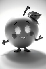 Smiling Apple Character Posing