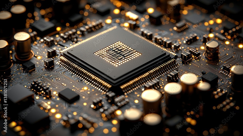 Poster close-up of a microprocessor on a circuit board