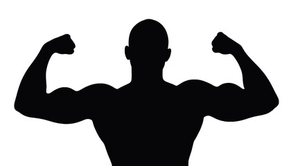 Fototapeta premium Strong man flexing muscles against a white background 