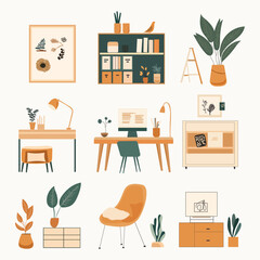 vector illustration of office furniture