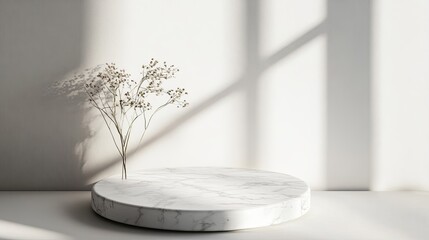 A white marble surface with gentle shadows and an uncluttered area for text pic