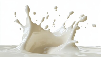 Creamy milk splash.  A beautiful, detailed image of a milk splash against a white background, showcasing the liquid's texture and form
