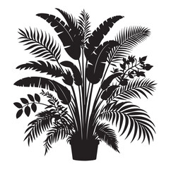Black Plants Icons Set. Vector Illustration.