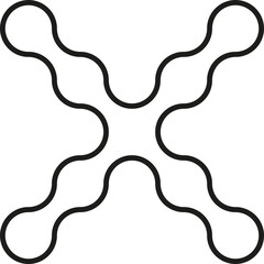 Nine circles merged together, forming an abstract X-shaped geometric pattern with fluid lines.