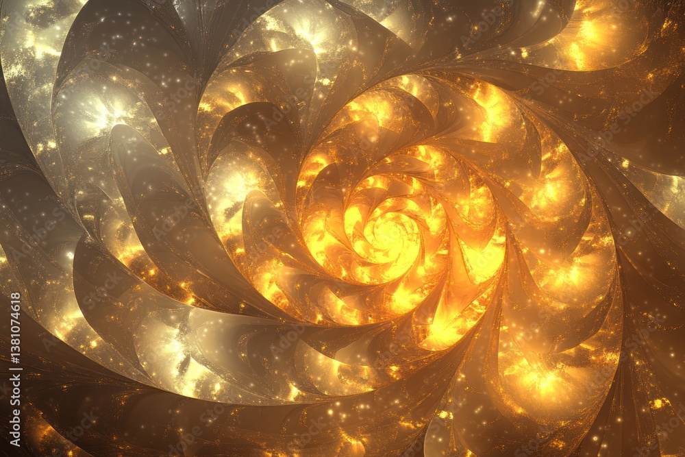 Poster a dynamic abstract gold background with swirling patterns, featuring bright gold highlights blending