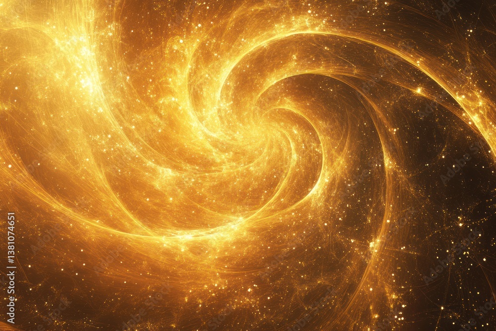 Poster a dynamic abstract gold background with swirling patterns, featuring bright gold highlights blending
