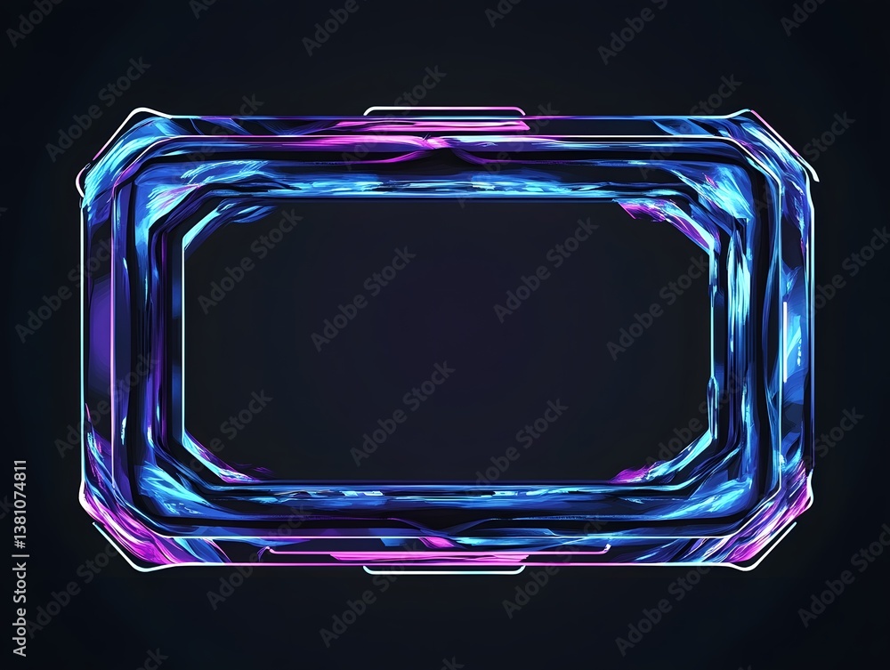 Poster an abstract rectangular frame with blue and purple color schemes