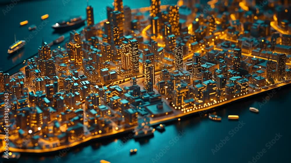 Poster smart city model showcasing communication networks and iot concepts generative ai