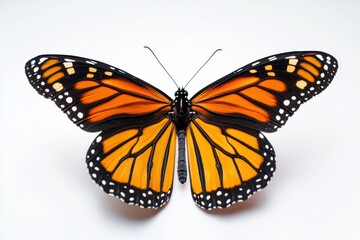 Fototapeta premium Vibrant monarch butterfly on white background
