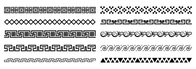 Decorative seamless borders vintage design elements set	
