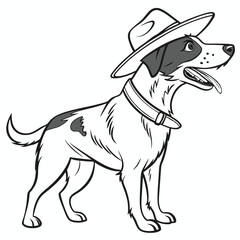 Cartoon vector illustration of a cute dog wearing a hat.