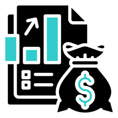 Revenue Icon Financial Projection and Management Glyph Dual Tone Design Vector Concept