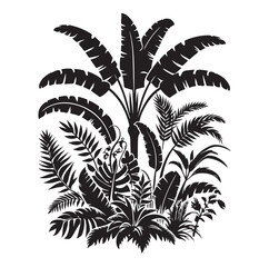 Black Plants Icons Set. Vector Illustration.