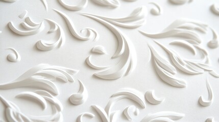 A romantic retro wedding postcard background featuring a white, raised three-dimensional texture that adds a sophisticated yet subtle depth. The design is minimalistic yet classy