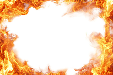 Fiery Orange And Yellow Flames Frame Black Area On Transparent Background, PNG