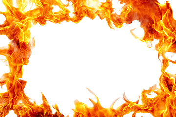 Fiery Orange and Yellow Flames Frame on Transparent Background, PNG