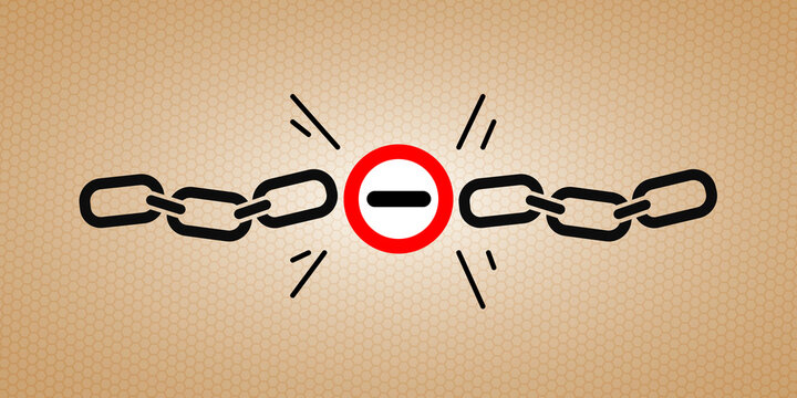 header grafik f&uuml;r zoll und mit einer unterbrochenen kette als symbol f&uuml;r eine lieferkette