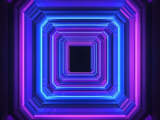 Obraz premium A neon illuminated tunnel with layers and a dark central area