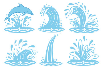 blue water splash vectors
