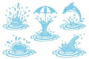 blue water splash vectors