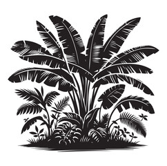 Black Plants Icons Set. Vector Illustration.