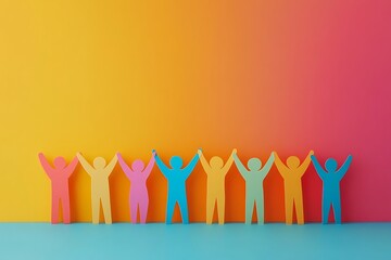 Colorful Teamwork Cutouts on Gradient Background