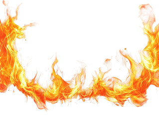 Fiery Orange and Yellow Flames on Transparent Background, PNG
