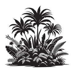 Black Plants Icons Set. Vector Illustration.