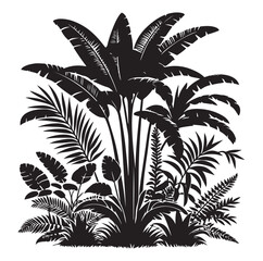 Black Plants Icons Set. Vector Illustration.