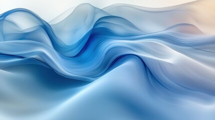 Fototapeta premium Abstract Blue Wave Abstract Art, Serene Digital Painting, Tranquil Digital Illustration